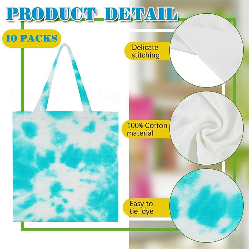 2PCS White Canvas Wrapped Dyed Canvas Bag Blank Large Cotton Bag Blue Sun Drying Rubbing Wax Dyeing Tie Dyeing3
