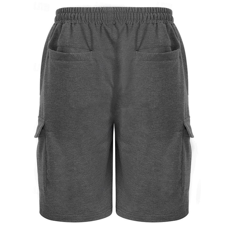 Men's Cargo Shorts Sweat Shorts Shorts Bermuda shorts Drawstring Elastic Waist Multi Pocket Plain Comfort Knee Length Outdoor Casual Daily Fashion Streetwear Black Light Grey Micro-elastic3