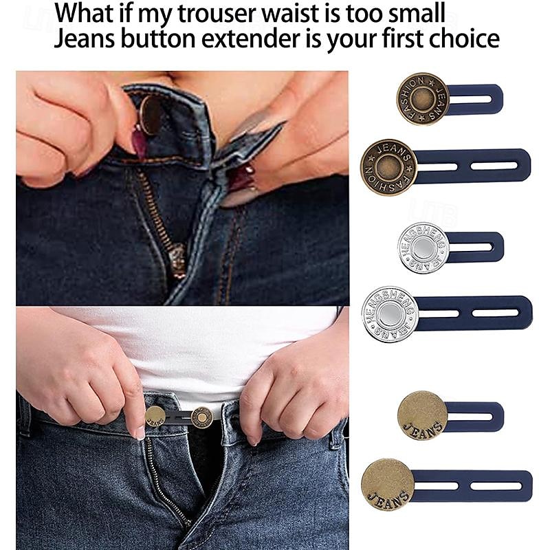 6 PCS Pants Extender Button Luxiv Waistband Extender Buttons for Men and Women Jeans Waist Extender Metal Buttons No Sew Button for Extender Jeans Pants Collar2