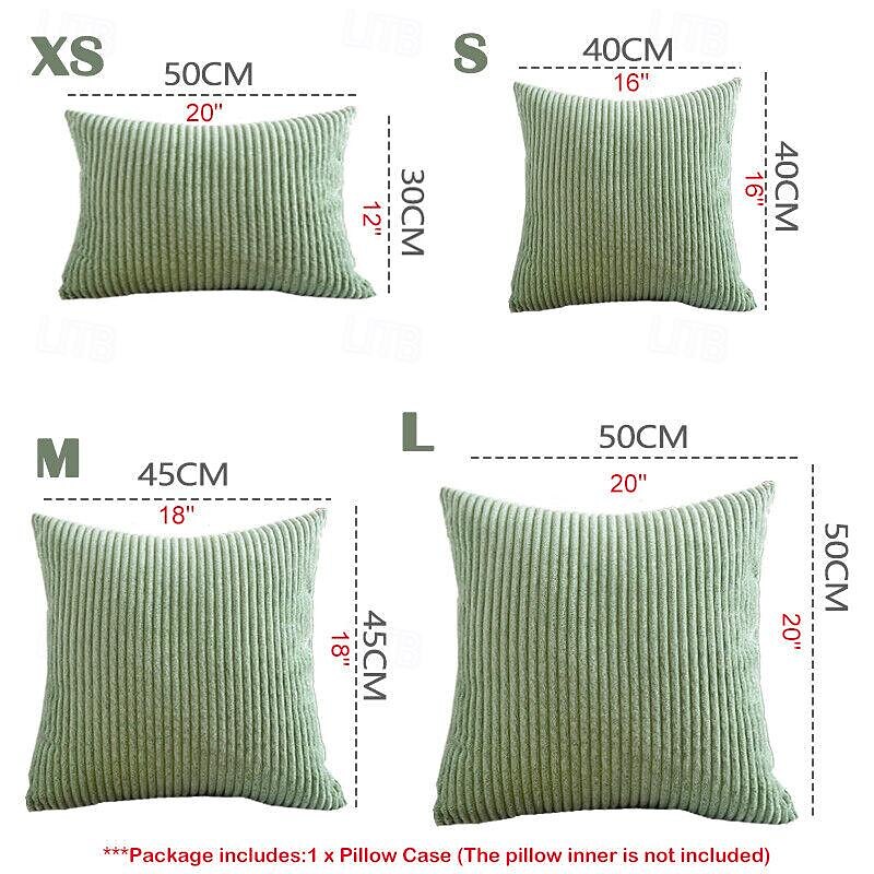 Corduroy Decorative Throw Pillow Covers Soft Corduroy Boho Striped Pillow Cases Accent Square Cushion Covers for Couch Sofa Bed Farmhouse Home Decor Sage Green2