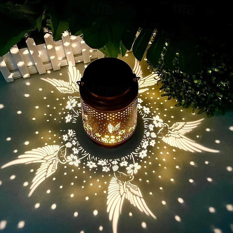 1pc Hummingbird Solar Lantern Lights, Outdoor Hanging Metal Decor Lanterns-Waterproof LED Decorative Light for Garden Patio Yard Lawn Backyard Front Porch As Gifts for Mom Grandma Women