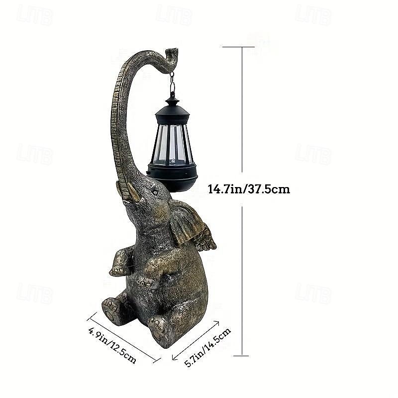 1pc Solar Garden Statue Elephant Figurine Light Outdoor Decor LED Lights for Outside Patio Yard Lawn Decorations Housewarming Mother's Gifts4