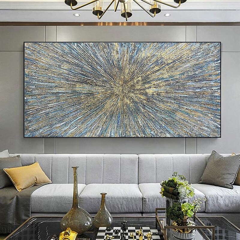 Handmade Oil Painting Canvas Wall Art Decoration Gold Light Abstract Texture Living Room for Home Decor Rolled Frameless Unstretched Painting