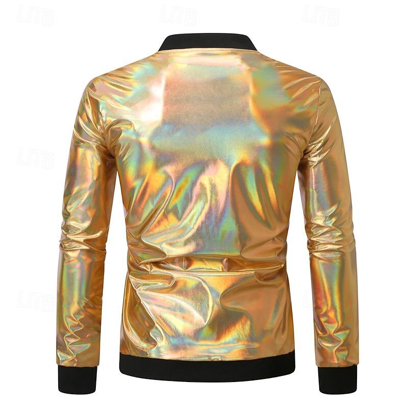 Disco 1980s Shiny Metallic Coat Masquerade Disco Fancy Dress Men's Halloween Carnival Masquerade Performance Event / Party Club Adults' Coat2