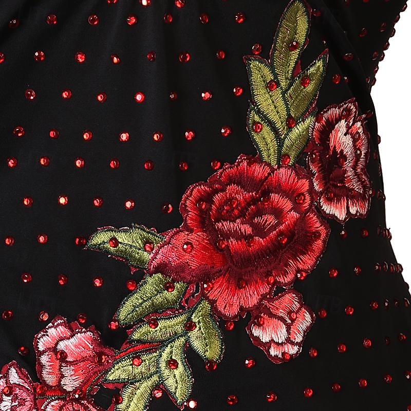 Figure Skating Dress Women's Girls' Ice Skating Dress Black Patchwork Tassel Spandex High Elasticity Training Competition Skating Wear Classic Crystal / Rhinestone Long Sleeve Ice Skating Figure4