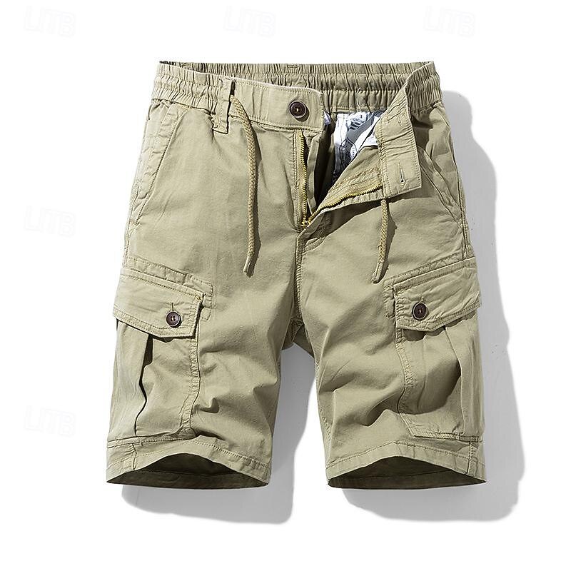 Men's Tactical Shorts Cargo Shorts Shorts Buttons Drawstring Elastic Waist Plain Wearable Short Outdoor Daily Going out Fashion Classic Black Army Green