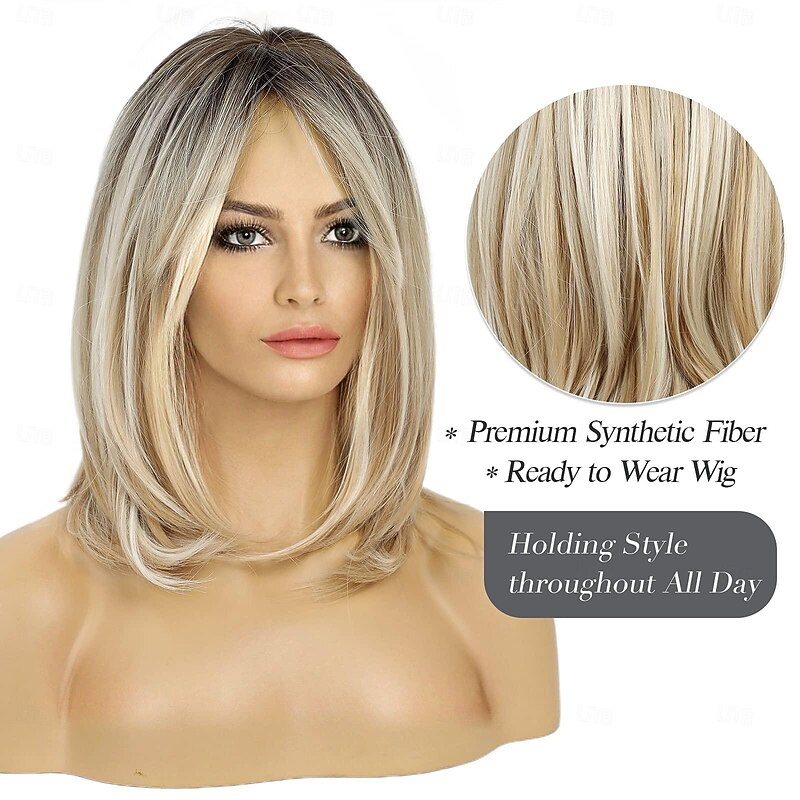 Layered Wigs for Women Synthetic Wig Wigs with Bangs Synthetic Long Hair Blonde Black Brown Dark Brown Light Brown3