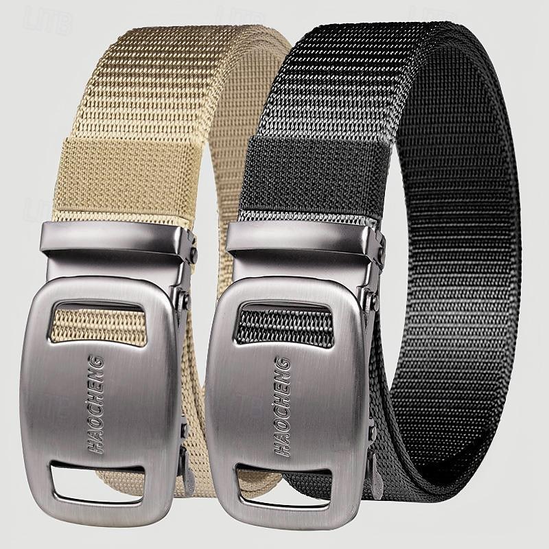 Men's Belt Outdoor Belt Waist Belt Black Kakhi Nylon Adjustable Heavy-Duty Plain Outdoor Daily