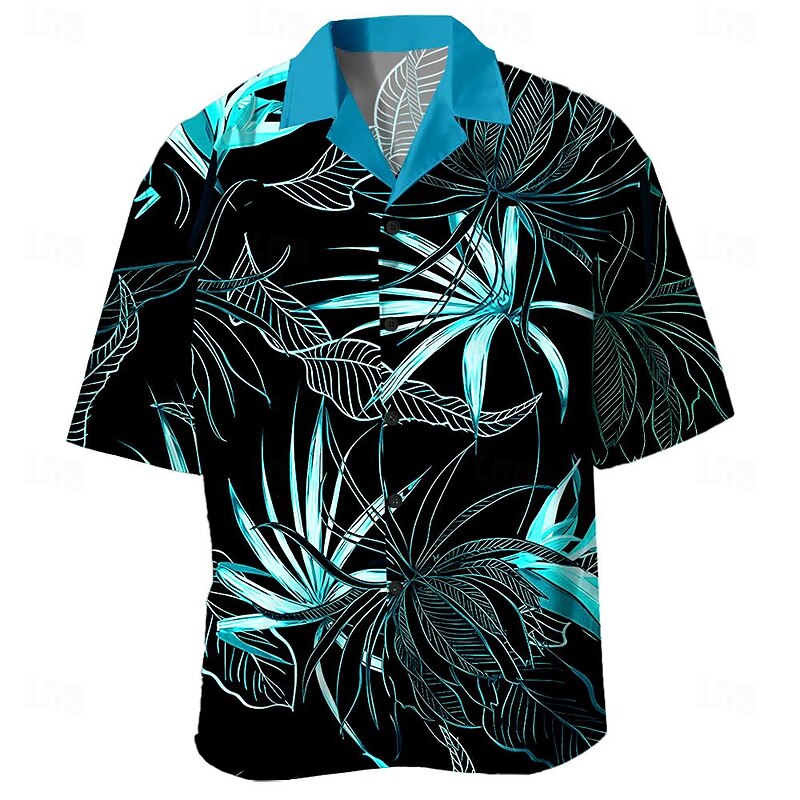 Men's Tropical Palm Leaf Tropical Plants Shirt Summer Hawaiian Shirt Aloha Shirt Short Sleeve Shirt Turndown Hawaiian Resort Casual Hawaiian Holiday Yellow Blue Brown S M L4