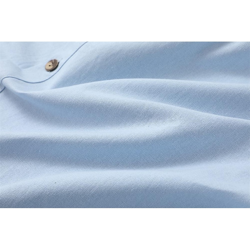 Men's Shirt Linen Shirt Summer Shirt Beach Wear Button Up Shirt Plain Vacation Curise Black White Blue Khaki Long Sleeve Hooded Spring & Summer Clothing Apparel4
