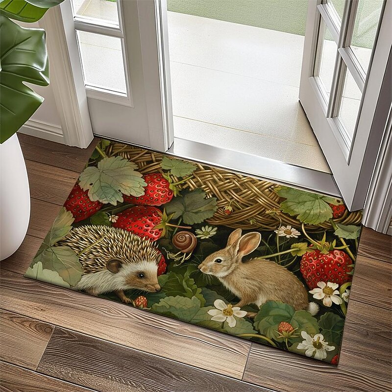 Hedgehog Fruits Doormat Kitchen Mat Floor Mat Non-Slip Area Rug Oil Proof Rug Indoor Outdoor Mat Bedroom Decor Bathroom Mat Entrance Rug2