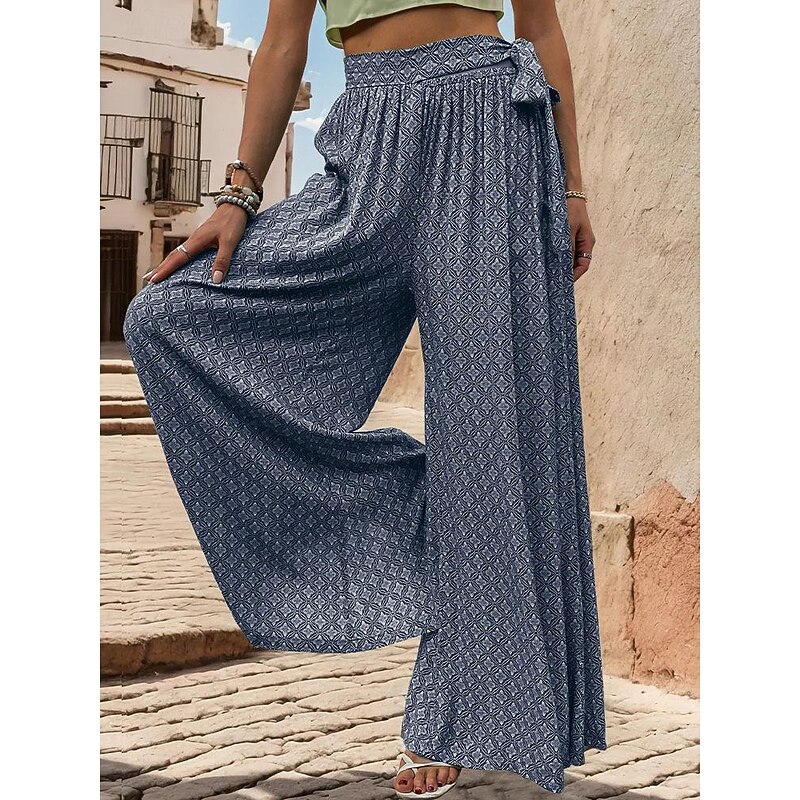 Women's Wide Leg Pants Trousers Casual Daily Long Graphic Wide Leg Breathability Comfortable Micro-elastic Weekend Yellow Pink Navy Blue Green Spring & Summer Loose Fit2