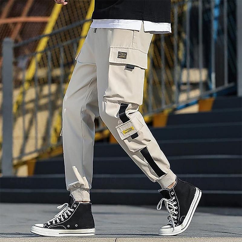 Men's Cargo Pants Cargo Trousers Joggers Trousers Harem Pants Drawstring Elastic Waist Leg Drawstring Plain Full Length Casual Daily Streetwear Hip Hop Black Army Green Micro-elastic2