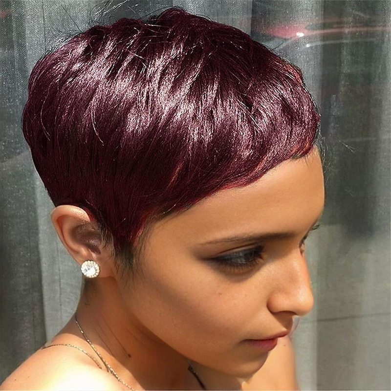 Short Wigs Short Pixie Wigs for Black Women Short Wigs Pixie Cut Wigs for African Americans Burgundy Short Pixie Wigs - Main Image