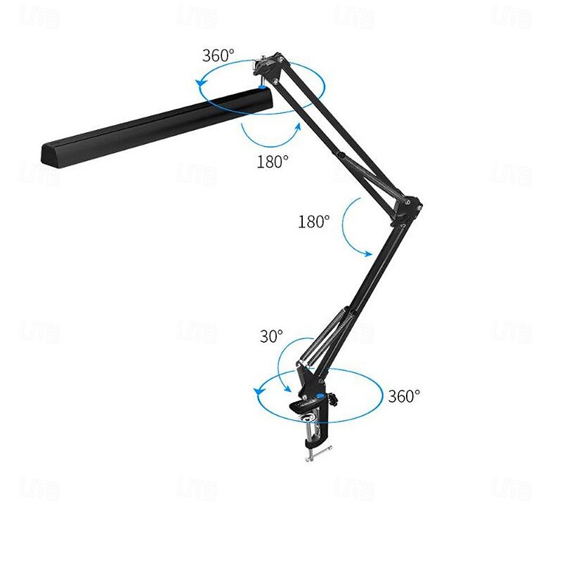 LED Desk Lamp Swing Arm Desk Light with Clamp 3 Lighting 10 Brightness Eye-Caring Modes Reading Desk Lamps for Home Office 360Spin with USB Adapter & Memory Function black-12W4