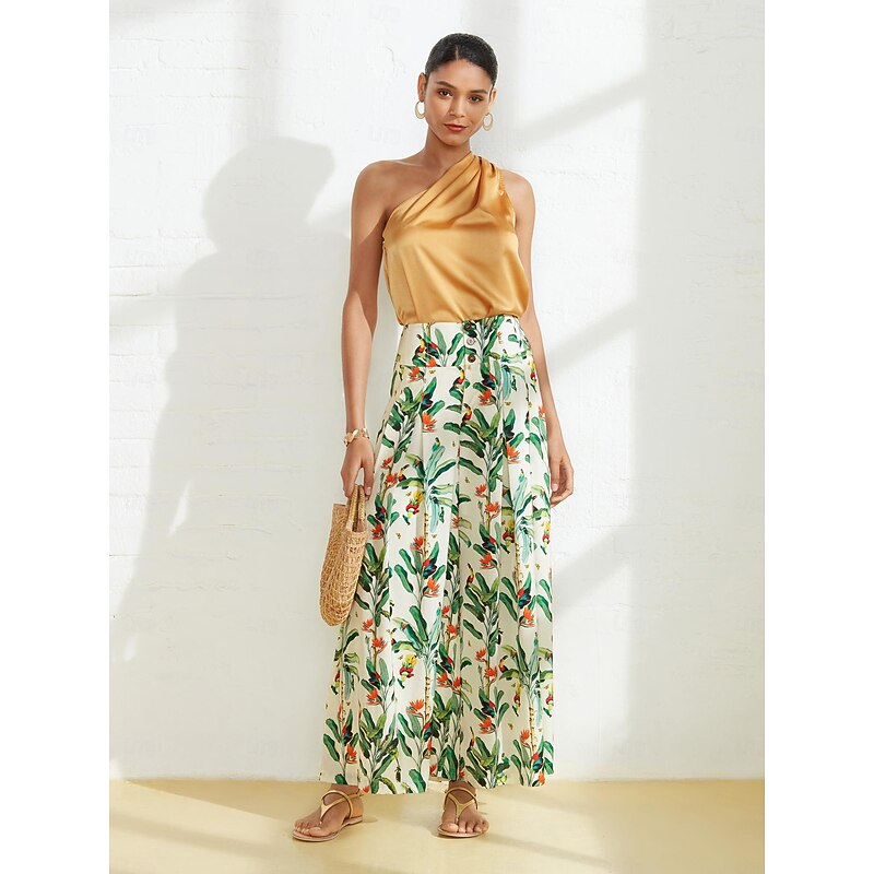 Satin Wide Leg Vacation Full Length Pants3