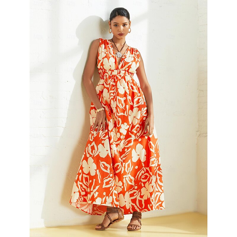 Cotton Resort Wear Sleeveless Floral Maxi Dress4