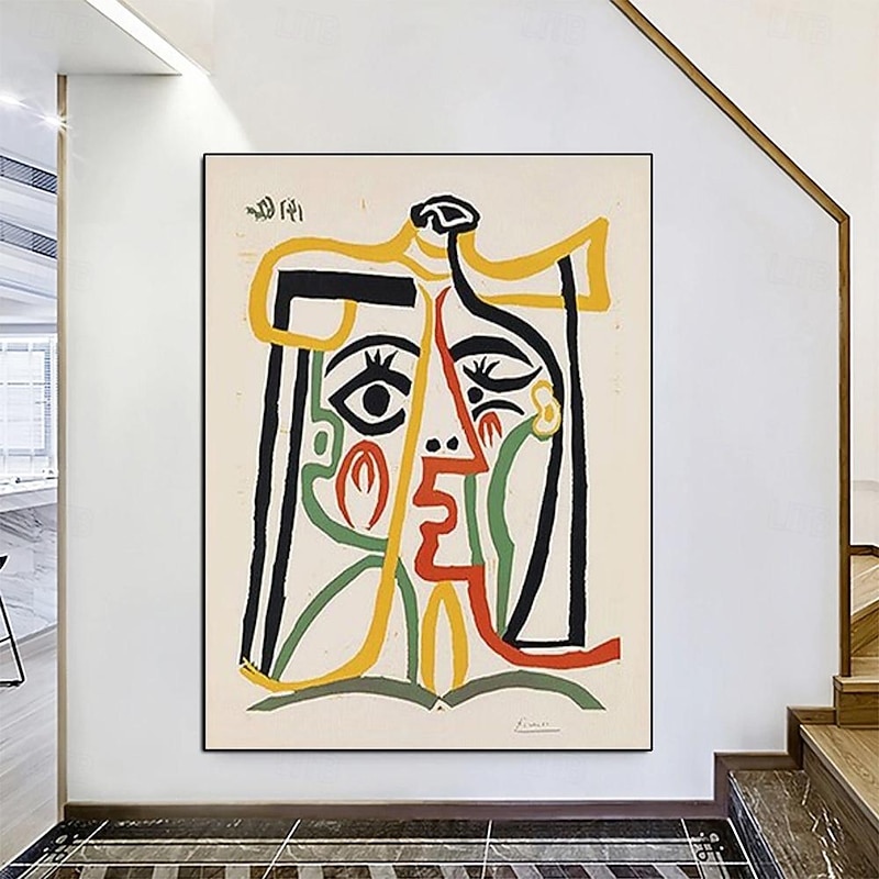 Pablo Picasso oil painting Handmade Pablo Picasso Tete de femme Oil Painting Hand Painted Vertical Famous Pablo Picasso People Vintage Modern painting4