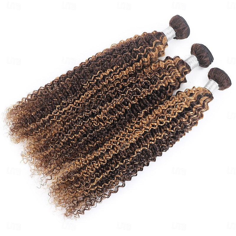 Piano Color P4/27 Human Hair Hair bundle Curly Wave 3 bundles 12-28inch2