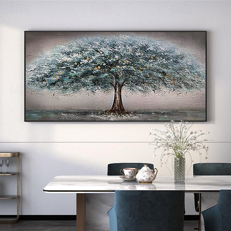 3D Hand Painted Canvas Flower Art painting hand painted Abstract Landscape Texture Oil Painting Tree Planting wall Painting Bedside Painting Bedroom Art Spring decor No framed
