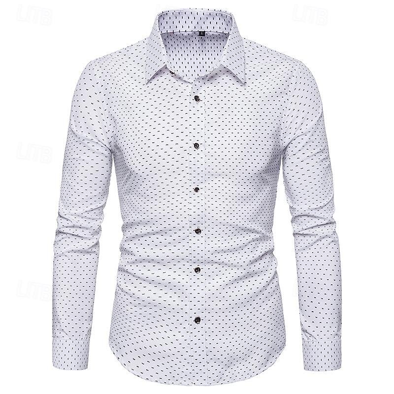Men's Shirt Dress Shirt Button Up Shirt Polka Dot Wedding Daily White Wine Navy Blue Green Long Sleeve Turndown Spring &  Fall Clothing Apparel4