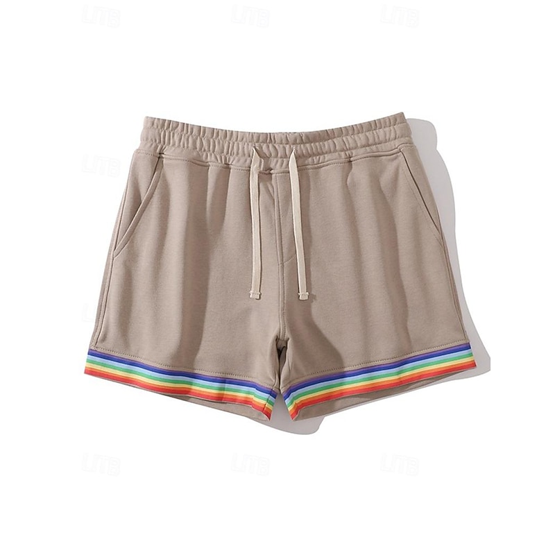 Men's Sweat Shorts Shorts Summer Shorts Patchwork Drawstring Elastic Waist Solid Color Comfort Breathable Short Outdoor Daily Fashion Casual / Sporty White Green Micro-elastic2