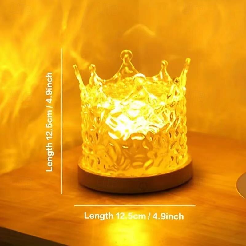 Crown Rotating Water Ripple Nightlight Ocean Wave Projector Lamp Creative Bedside Flame Ambiance Light Romantic Gift Starry Projection Light for Bedrooms, Meditation and Stress Relief3