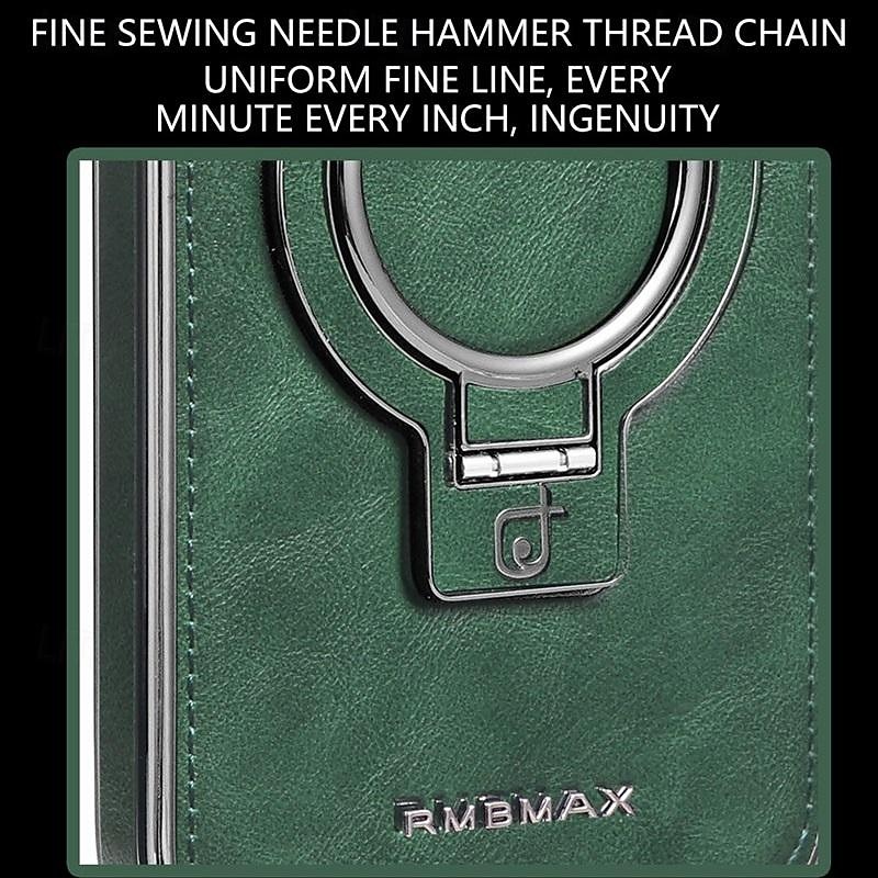 Phone Case For iPhone 16 15 14 Pro Max Plus 13 12 11 Pro Max Back Cover Ring Holder Magnetic Support Wireless Charging Retro Genuine Leather Stainless Steel3