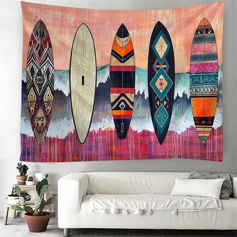 Summer Surfer Skateboard Hanging Tapestry Wall Art Large Tapestry Mural Decor Photograph Backdrop Blanket Curtain Home Bedroom Living Room Decoration Owl Lion3