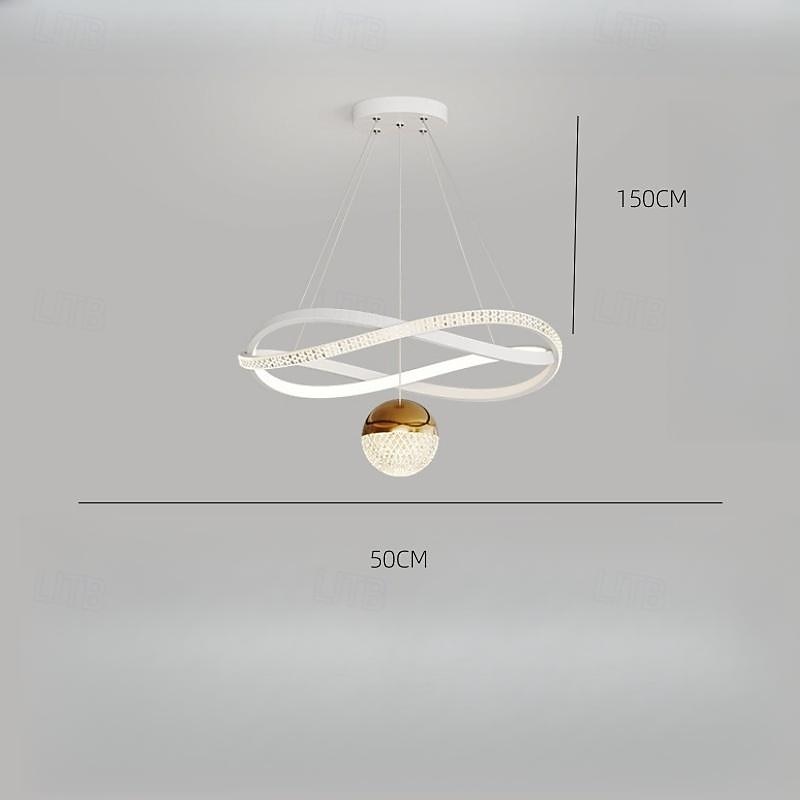 Modern Crystal LED Chandelier for Living Room Dining Bedroom Home Changeable Gold Circle Ring Hanging Pendant Light3