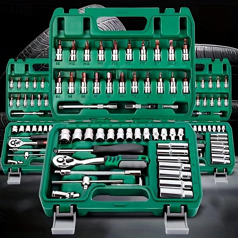 53-Piece Car Repair Toolkit Efficient Durable Tools with Quick Ratchet Wrench - Your DIY Maintenance Companion