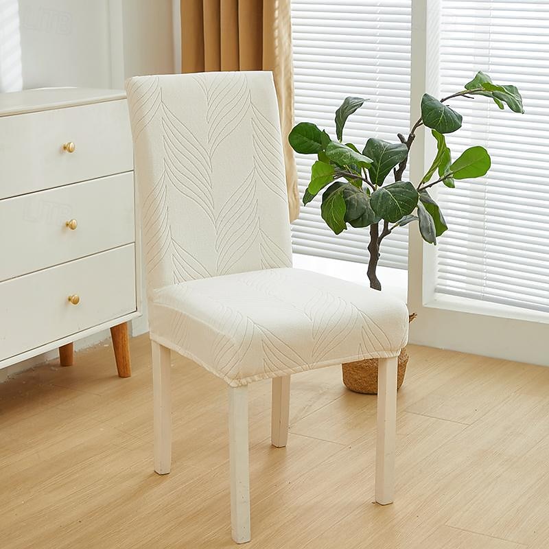Elastic Dining Chair Cover High Back Dining Chair Cover Wedding Banquet Hotel Solid Jacquard Chair Cover Stretch Chair Cover3