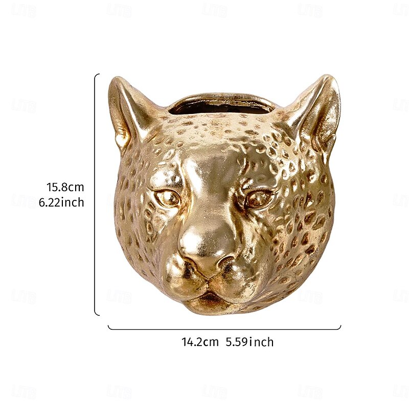 Resin Leopard Head Wall Decor, Dual-Purpose Wall Hanging for Flower Vase & Storage, Creative Cute Animal Sculpture for Home Wall Decoration and Craft Ornament2