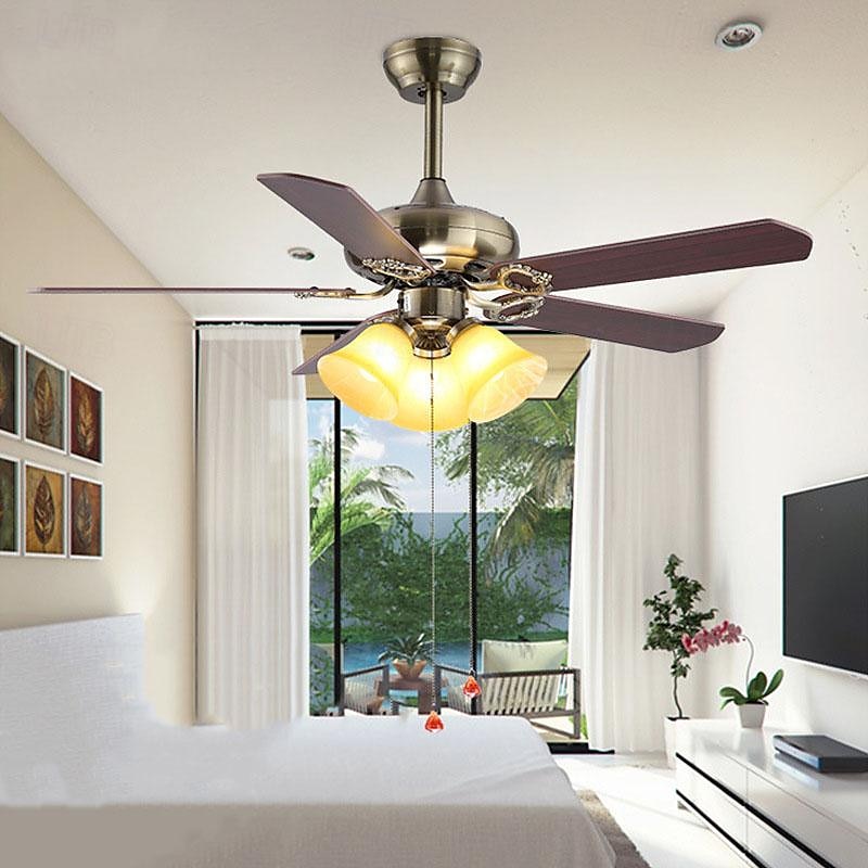 Ceiling Fan with Lights and Remote 108/120/130cm Industrial Fandelier Indoor Vintage Chandelier Fan Light for Bedroom, Living Room, Dinning Room, Kids Room Warm Light2