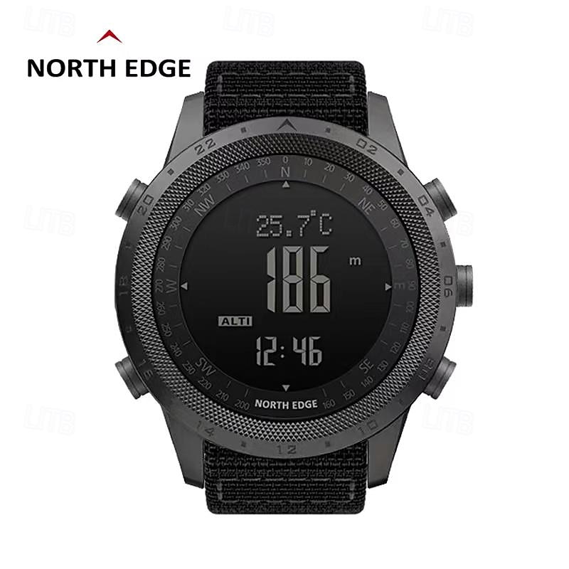 NORTH EDGE Men Digital Watch Outdoor Sports Tactical Casual Compass Altimeter Luminous Stopwatch Silicone Nylon Strap Watch2