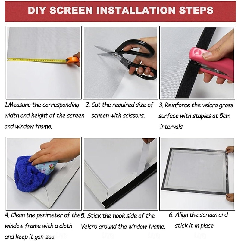 DIY Windows Fly Screen, Self-Adhesive for Windows, Adjustable Window Screen Mesh for Insects Bug Fly, Transparent Cat Mesh, Fly Screen, Mosquito Net4