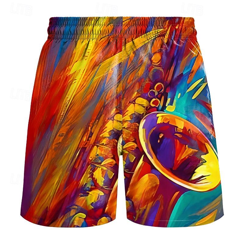 Men's Gradient Musical Instrument Swim Trunks Swim Shorts Board Shorts Mid Waist Casual Athleisure Daily Holiday Streetwear Drawstring Elastic Waist 3D Print Designer Clothing Apparel2