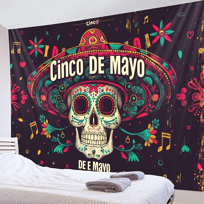 Cinco de Mayo Mexico Hanging Tapestry Wall Art Large Tapestry Mural Decor Photograph Backdrop Blanket Curtain Home Bedroom Living Room Decoration4