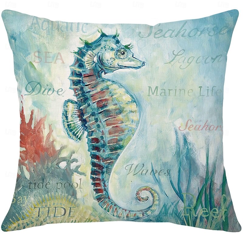 Decorative Toss Pillows Cover 4PC Sea Animals Soft Square Cushion Case Pillowcase for Bedroom Livingroom Sofa Couch Chair4