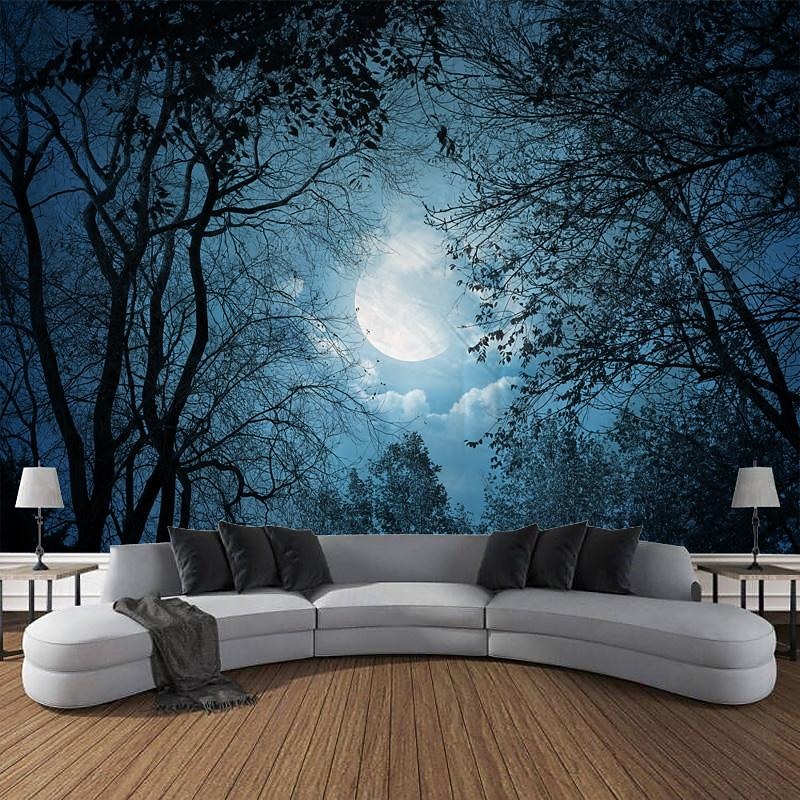 Trippy Forest Landscape Hanging Tapestry Wall Art Large Tapestry Mural Decor Photograph Backdrop Blanket Curtain Home Bedroom Living Room Decoration2