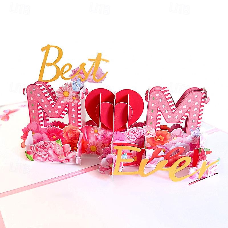 Mother's Day 3D Paper Carving Hollowed out Holiday Gratitude Gift for Mom Blessing Message Card
