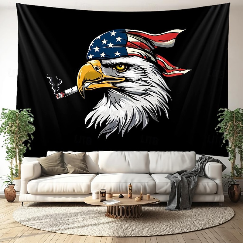 4th of July Independence Day Hanging Tapestry Wall Art Large Tapestry Mural Decor Photograph Backdrop Blanket Curtain Home Bedroom Living Room Decoration Great Eagle