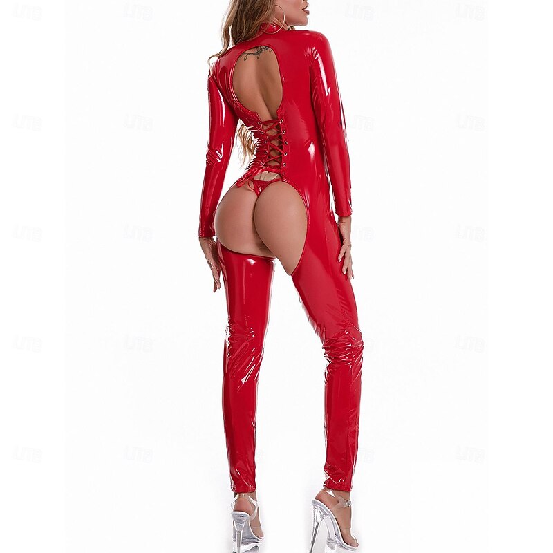 Dance Costumes Exotic Dancewear Pole dance Leotard / Onesie Hollow-out Pure Color Splicing Women's Performance Training Long Sleeve High PU4