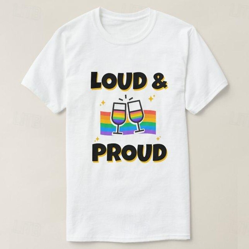 LGBT LGBTQ T-shirt Pride Shirts Rainbow Loud and Proud Funny Lesbian Gay For Couple's Unisex Adults' Masquerade Hot Stamping Pride Parade Pride Month3