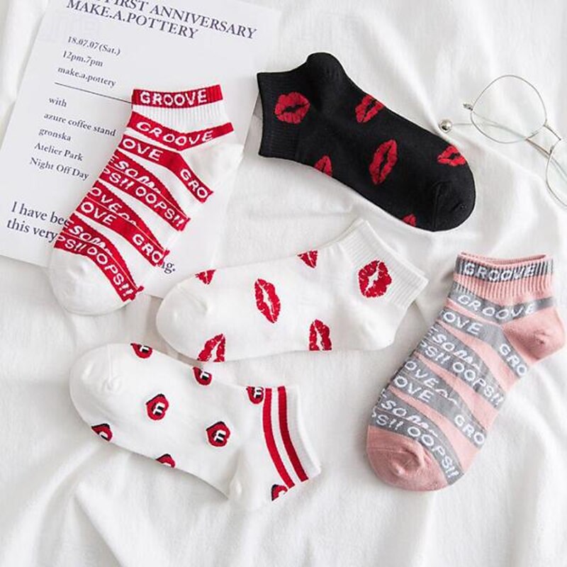 5 Pairs Women's Ankle Socks Low Cut Socks Work Daily Cotton Casual Vintage Retro Cute Socks2