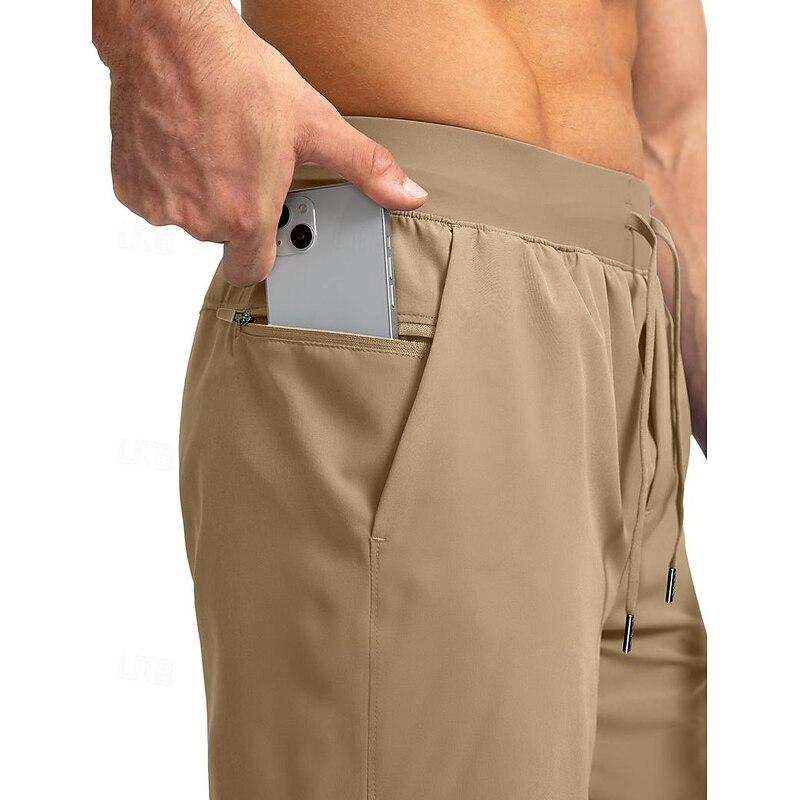 Men's Shorts Summer Shorts Workout Shorts Casual Shorts Drawstring Elastic Waist Zipper Pocket Plain Quick Dry Lightweight Knee Length Outdoor Yoga Gym Casual Athleisure Black Blue3