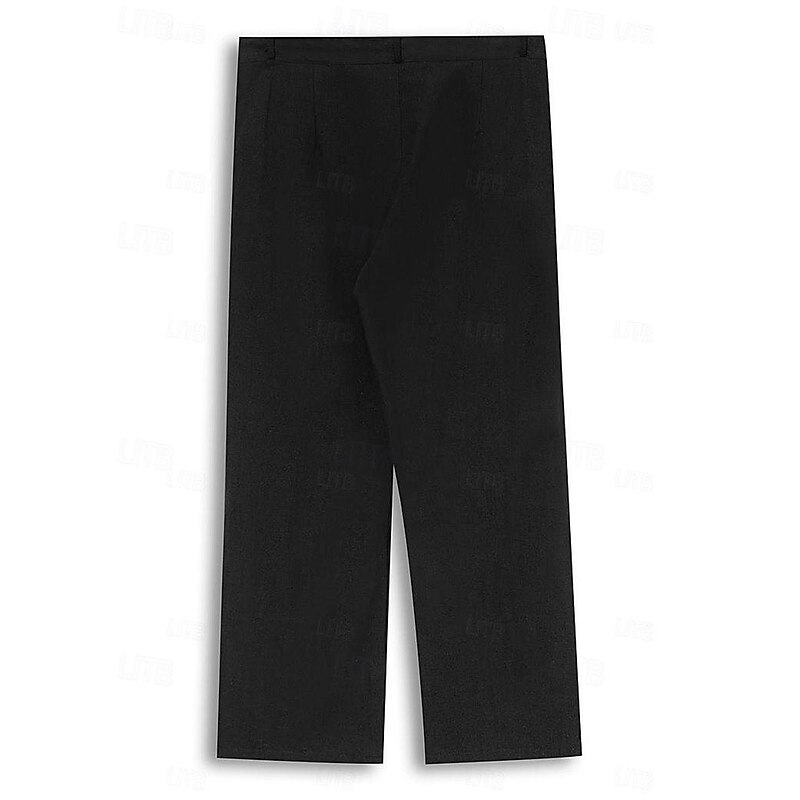 Men's Trousers Summer Pants Beach Pants Drawstring Elastic Waist Pleats Plain Comfort Breathable Casual Daily Holiday Fashion Classic Style Black White3
