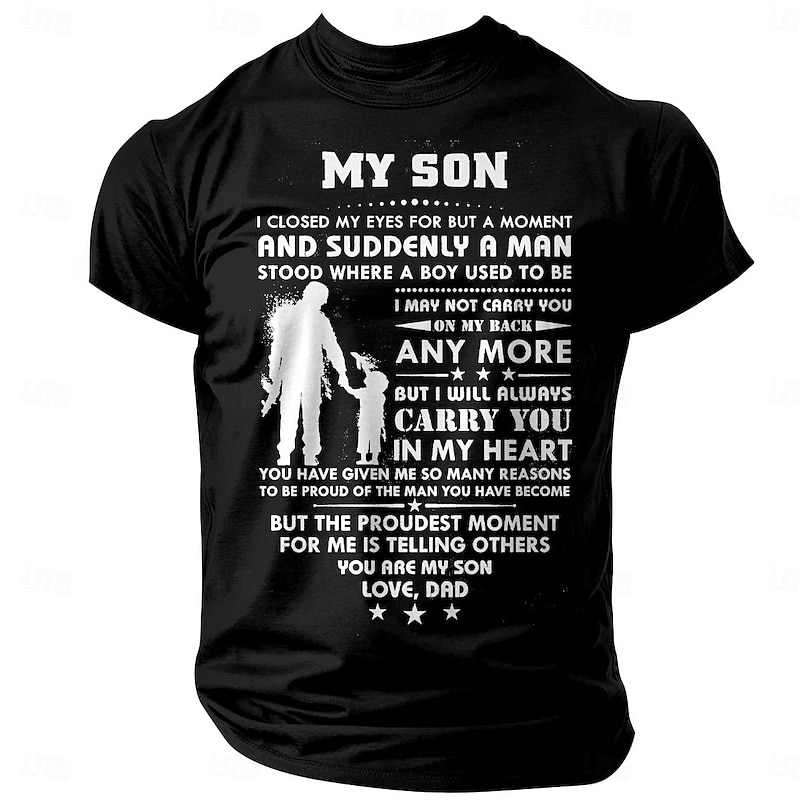 Men's Graphic Short Sleeve T-Shirt: 'My Son, Love Dad' Proud Father Message Tee, Sentimental Family Gift3