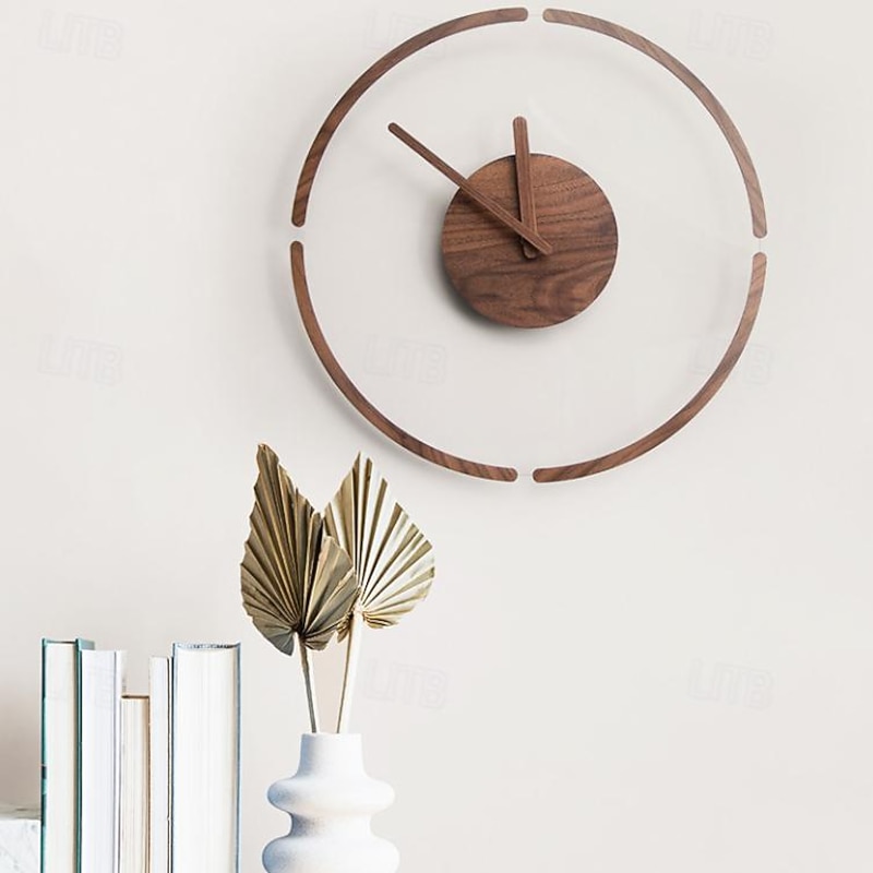 1pc Silent Wooden Acrylic Wall Clock For Bedroom And Living Room Creative Hanging Design With Hole Free Mounting 35 CM