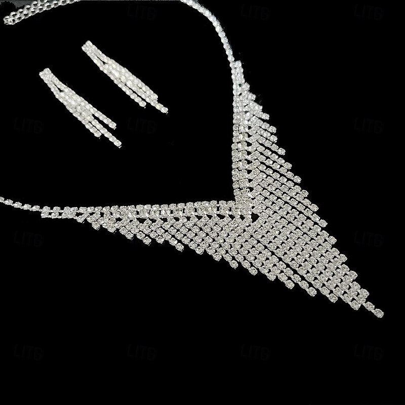 Bridal Jewelry Sets One-piece Suit Alloy Earrings Necklace Women's Stylish Cute Geometrical Joy Geometric Jewelry Set For Party3